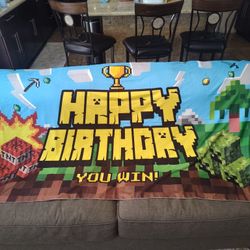 Minecraft Happy Birthday Banner 5'10"×3'6"