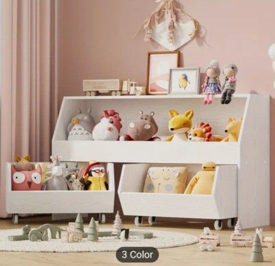 Brand New In Box Toy Storage With Pull Out Bins /with Wheels
