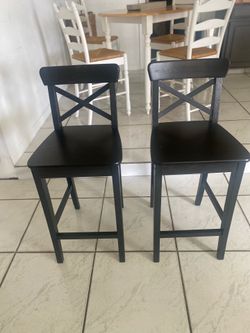 2 IKEA  INGOLF Black Bar Stools - Excellent Condition