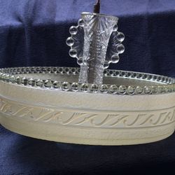 **Beautiful**Antique Vtg Art Deco Ceiling Light  Frosted w/clear Stem