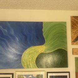  4’x2.5’ Original Acrylic On Canvas “Dive”