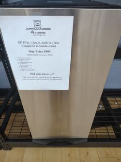 $909 GE 1.4 CU ft Built In Trash Compactor