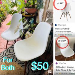 $50 set of 2 Mid century style Chair easy to take care & Durable Plastic , in great condition