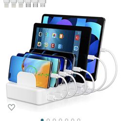 harging Station for Multiple Devices, ALFUEL 50W 6 Port USB Charging Station Dock with 6 Charging Cables, Charger Station Organizer for iPhone, Androi