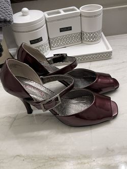 Maroon Peep Toe High Heel Shoes