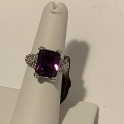 Art Deco Deep Purple Statement Ring Size 6 For $15