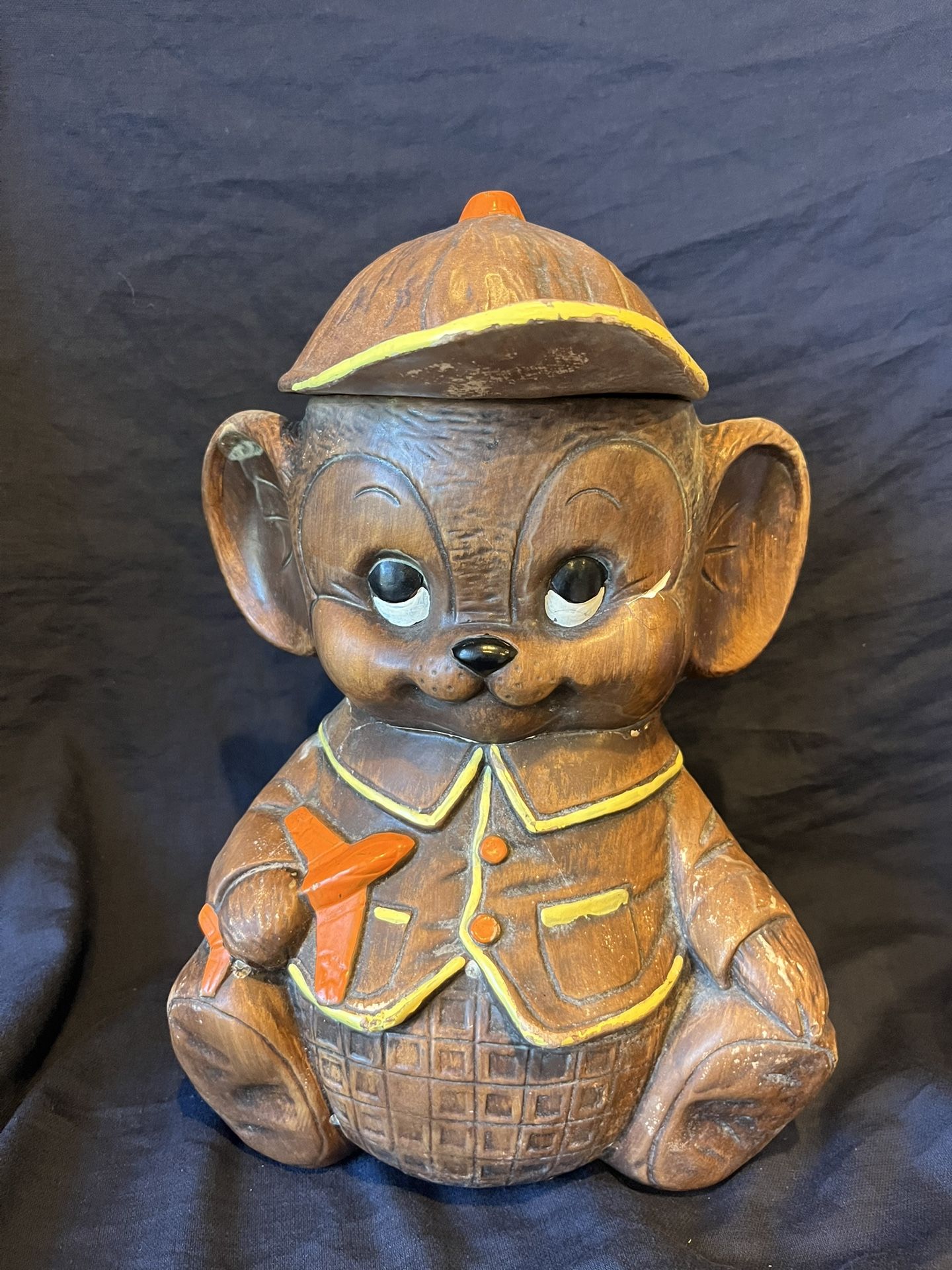 Vintage Treasure Craft Cookie Jar Mouse with Toy Airplane