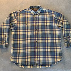 Abercrombie & Fitch Vintage Size Extra Large Flannel Blue Beige Tartan Plaid 🫎