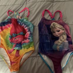 Disney Frozen Bathing Suits And Troll’s Bathing Suits Size 6 