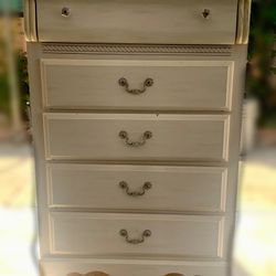 Vintage White Dresser and Matching Nightstand