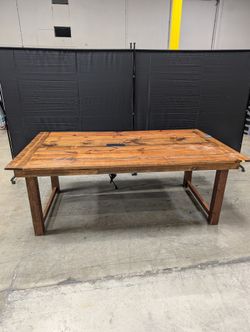 Rustic Wood Conference Table with Integrated Extron Cable Cubby
