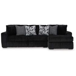 Black Right Facing Chaise Thick Corduroy Sectional With Ottoman From Ashley Furniture Brand New In Box Firm Price $1,200