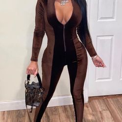 Chocolate Dream Velvet Jumpsuit 
