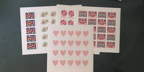 Variety Five Sheets Love Postage