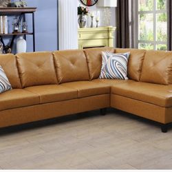 Light Brown Faux Leather Sectional