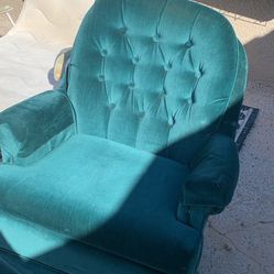 Emerald green glider swivel chair in good solid condition