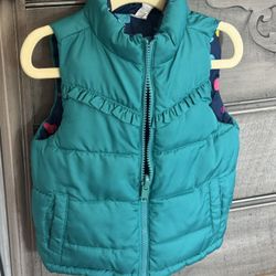 Reversible HEALTHTEX Puffer Heart VEST  Zip Front Fringe Girls Size 12 MONTH