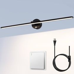 MantoLite Luces de imagen de 32 pulgadas para pared, luces de tocador para baño, enchufables o cableadas, 18 W, 3000 K, LED, regulables, modernas, acc