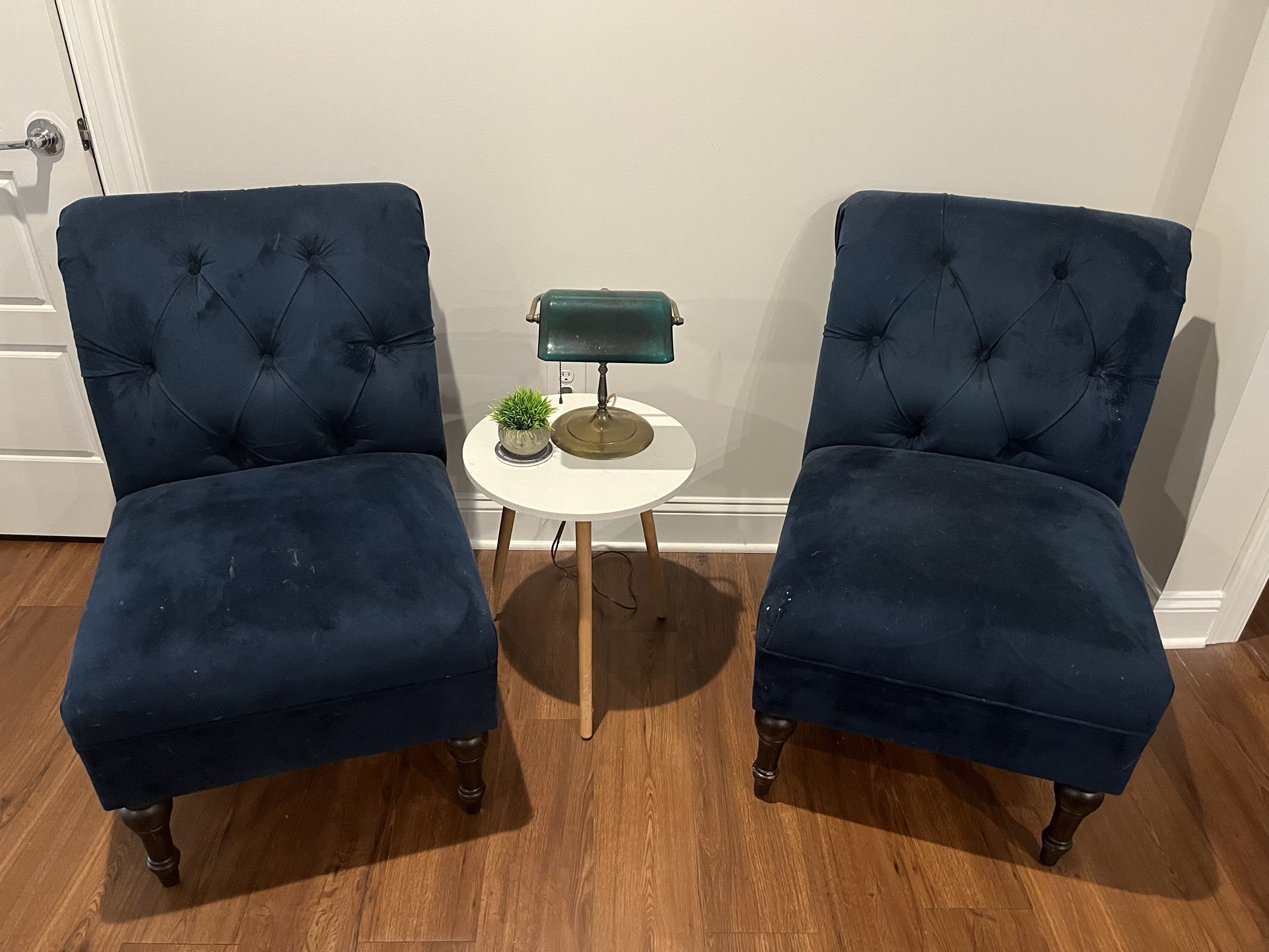 Blue Tufted Accent Chairs