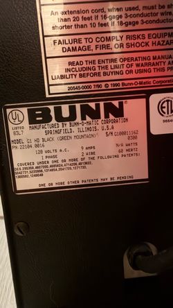 BUNN G1 Commercial Coffee Grinder