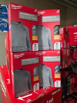 QTY=4= Milwaukee WORKSKIN Men's Hooded Sun Shirt, Long Sleeve, Gray, Medium, Model# M550G-M