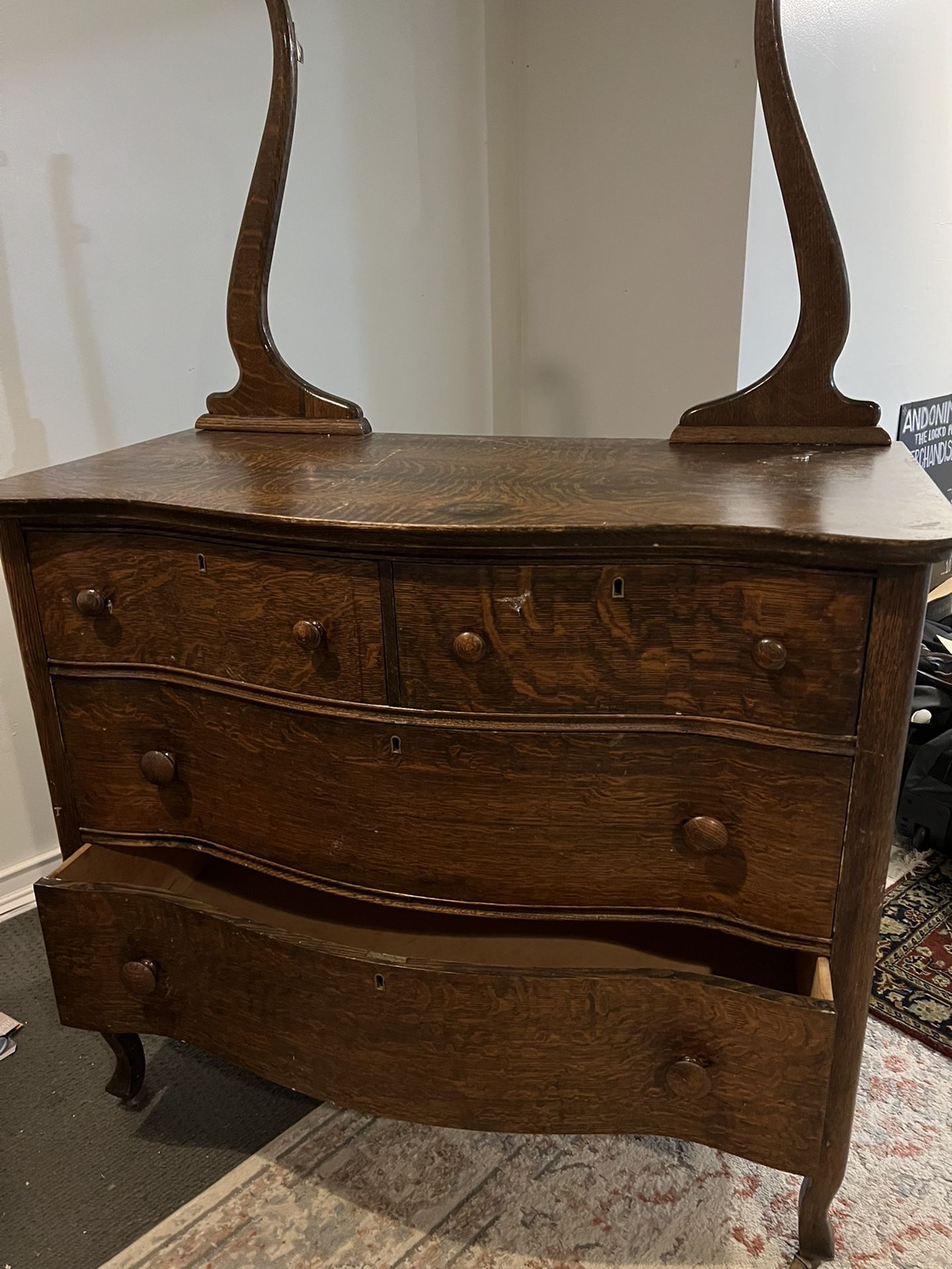 Vintage Wood Dresser With Mirror $225 Dovetailed Drawers