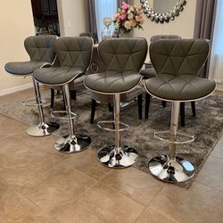 Gray   $79 Each  Brand New in The Box Bar Stools Adjustable PU Leather Swivel Bar Chair with Shell Back Bar Chair Barstools 