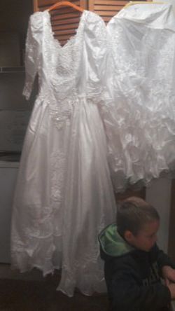 Beautiful long lace wedding dress with train