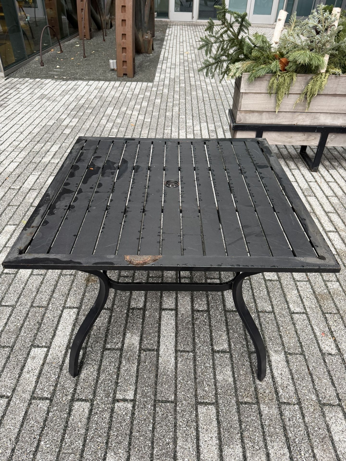 35” Square black Steel Patio Tables (4)
