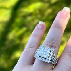 New  chunky 3+ ct natural diamond ring! Heavy 14k white gold 11 grams