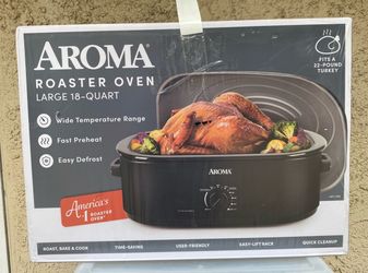 Aroma 18-Quart Electric Roaster Oven – Large Capacity Black ART-718B