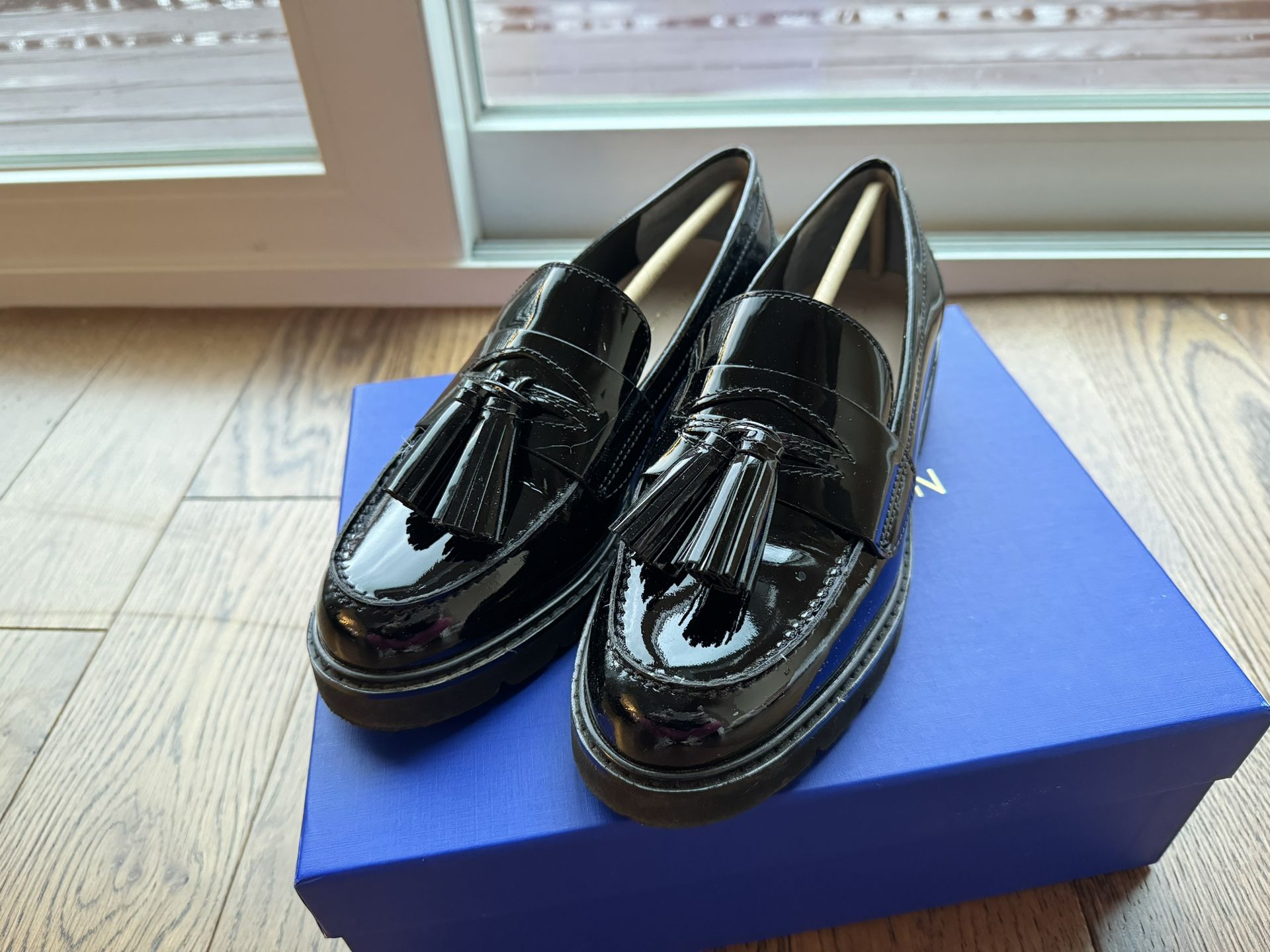 Stuart Weitzman Loafer Shoes Oxford Flats Black leather