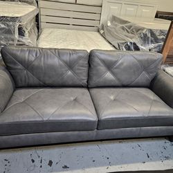 NEW!!  Dark Gray Leather Sofa