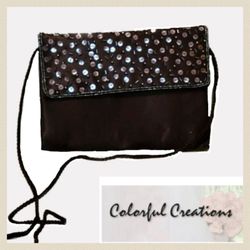 Colorful Creations Black Sequined Clutch NWT 