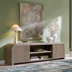 70" Modern Fluted TV Stand, Long TV Table Entertainment Center with Storage, Media Console for Living Room with Door and Adjustable Shelves (brown Ald