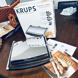 Krups Universal Grill & Panini Maker FDE312 with Manual and Recipe Book