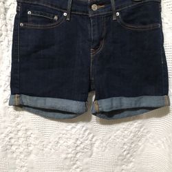 Levi's Blue Denim Jean Mid Length Shorts Cuffed Levi 