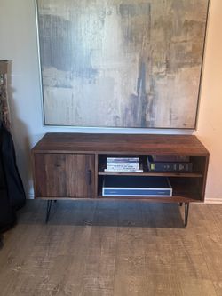 Mid-Century Modern Wood Media Console