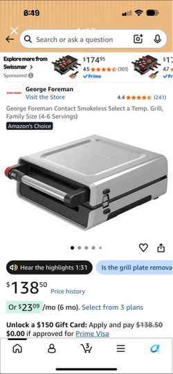 George Foreman inside grill