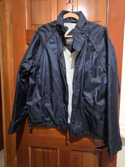 Navy Blue Zip-Up Windbreaker Jacket