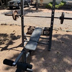 Golds Gym Weight Bench+Bar+Weights