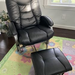 Faux Leather Glider And Ottoman 