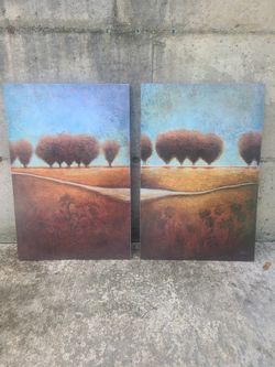 Abstract landscape paintings titled "Abstract Landscape II" by artist Susan Osborne.