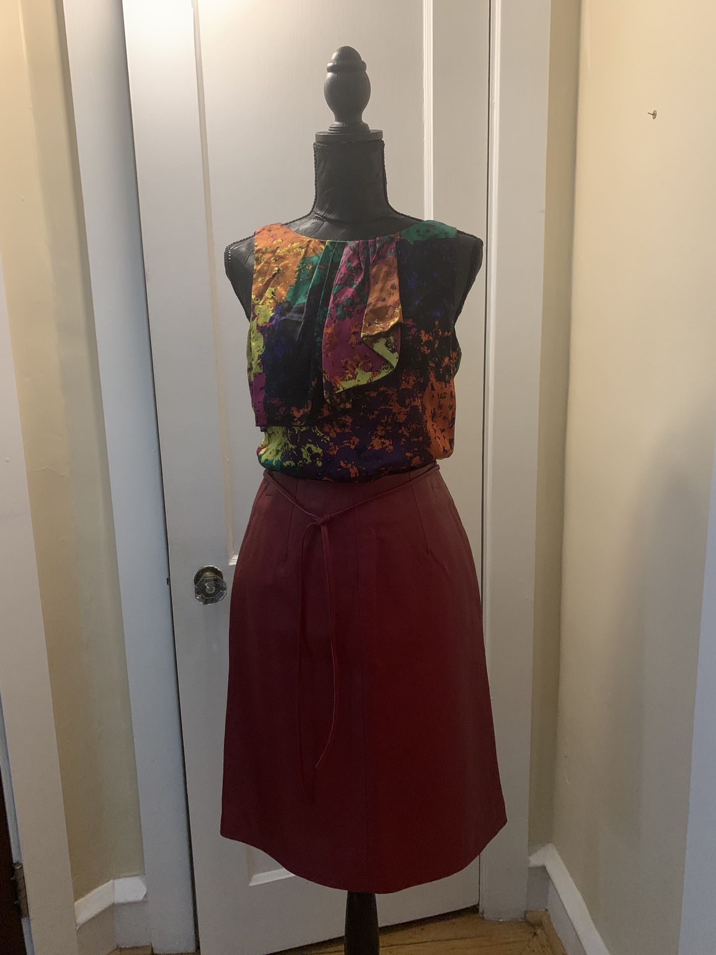 Red Leather Skirt (New, Never Worn)