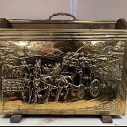 Vintage 60’s 70’s Embossed Brass Magazine Fireside Newspaper Rack