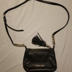 Michael Kors Black Leather Crossbody Bag w/ Tassel