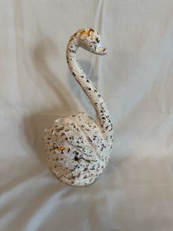 Vintage White and Gold Swan Decorative Figurine