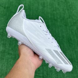 ADIDAS ADIZERO SPARK  “WHITE / METALLIC SILVER” FOOTBALL CLEATS (Size 10.5, Men’s)