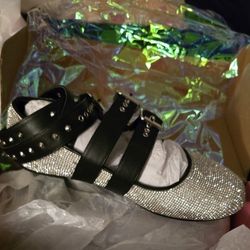 Dolls Kill Sugar Thrillz Ballet Silver Flats 