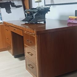 Walnut Wood Mid Century Ama Deskco Executive Desk